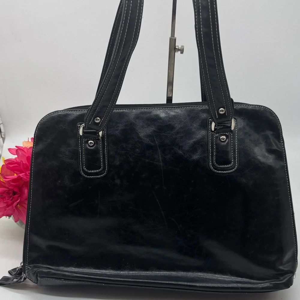 Samsonite Black Leather Women's Computer Travel Bag TOT9392E